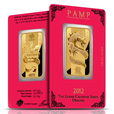 1 oz PAMP Suisse Lunar Dragon Gold Bar