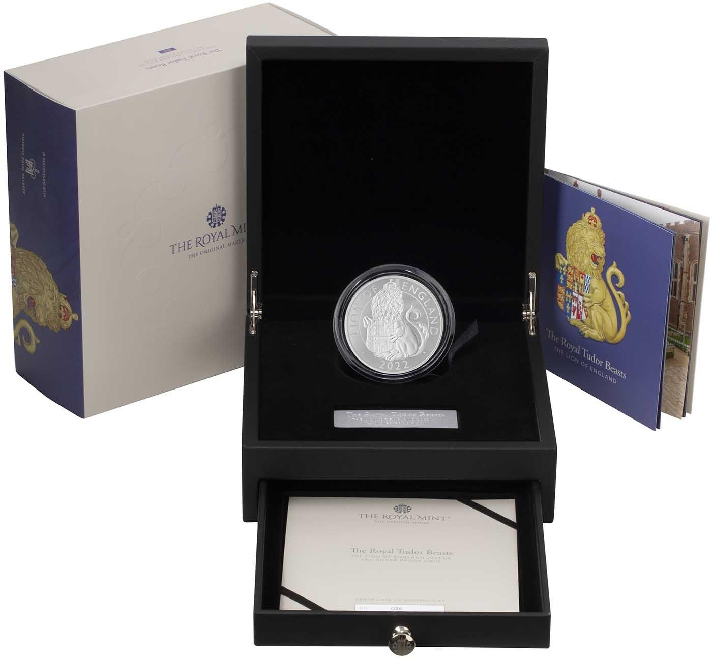 2022 10 oz Proof British Silver Tudor Beasts Lion of England Coin (2)