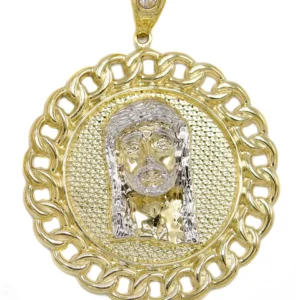 10K Gold Jesus Head Pendant | Customizable Size