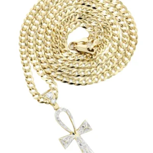 10K Yellow Gold Ankh Diamond Necklace | 0.23 Carats