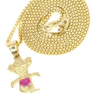10K Yellow Gold Box Children Necklace | Appx. 3.2 Grams