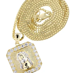 10K Yellow Gold Box Jesus Piece Chain | Appx. 7.1 Grams