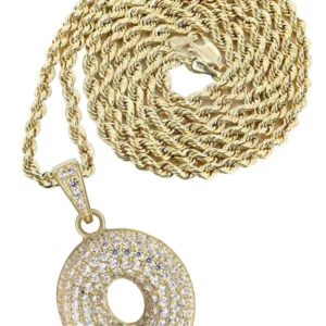 10K Yellow Gold Bubble Letter "O" CZ Necklace | Appx. 13.5 Grams