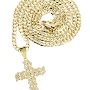 10K Yellow Gold Cross 4 Necklace | Appx. 14.7 Grams