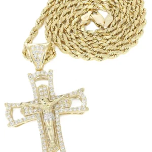 10K Yellow Gold Cross / Crucifix Necklace | Appx. 11.2 Grams