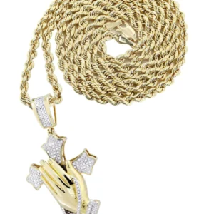 10K Yellow Gold Cross Diamond Necklace | 0.67 Carats