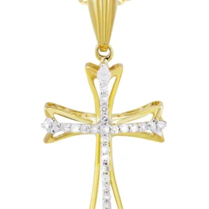 10K Yellow Gold Cross Diamond Necklace | 0.21 Carats