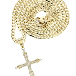 10K Yellow Gold Cross Necklace | Appx. 16.1 Grams