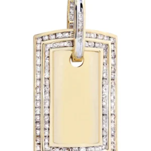 10K Yellow Gold Dog Tag Diamond Necklace | 1.77 Carats