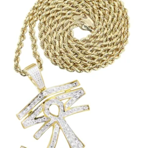 10K Yellow Gold Eye of Ra Diamond Necklace | 0.71 Carats