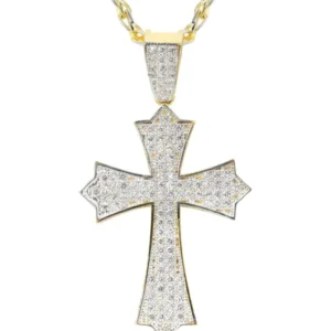 10K Yellow Gold Fancy Link Gold Cross Necklace | Appx. 12.3 Grams