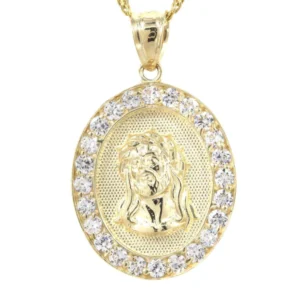 10K Yellow Gold Fancy Link Jesus Piece Chain | Appx. 5.2 Grams