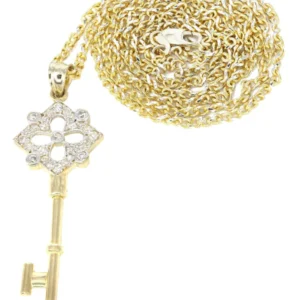10K Yellow Gold Fancy Link Key Necklace | Appx. 9.3 Gram