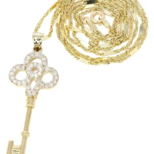 10K Yellow Gold Fancy Link Key Necklace | Appx. 5.2 Grams