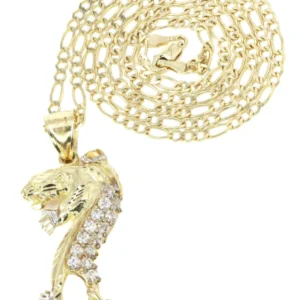 10K Yellow Gold Figaro Tiger Necklace | Appx. 12 Grams