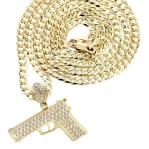 10K Yellow Gold Glock Gun Necklace | Appx. 16.3 Grams