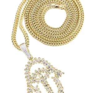 10K Yellow Gold Hamsa Diamond Necklace | 1.75 Carats
