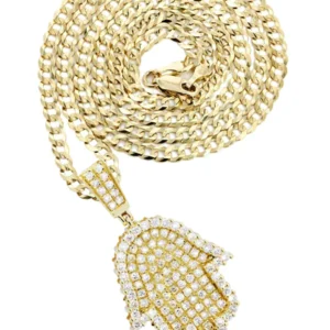 10K Yellow Gold Hamsa Diamond Necklace | 2.02 Carats