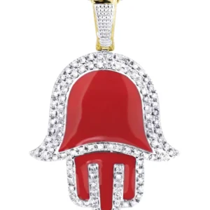 10K Yellow Gold Hamsa Diamond Necklace | 0.8 Carats