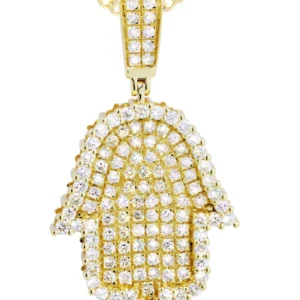 10K Yellow Gold Hamsa Diamond Necklace | 2.02 Carats