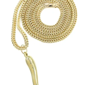 10K Yellow Gold Italian Horn Necklace | Appx. 11.6 Grams