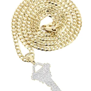 10K Yellow Gold Key Diamond Necklace | 1.17 Carats