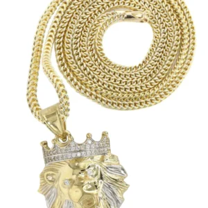 10K Yellow Gold Lion Head Necklace | Appx 16.3 Grams