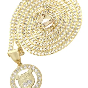 10K Yellow Gold Pave & Cz Bear Necklace | Appx. 9.4 Grams