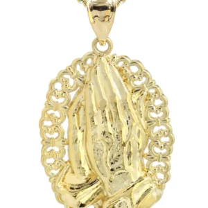10K Yellow Gold Praying Hands Necklace | Appx. 16.1 Grams