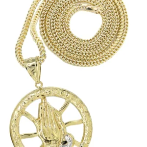 10K Yellow Gold Praying Hands Necklace | Appx. 16.8 Grams