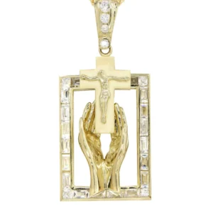10K Yellow Gold Praying Hands Pendant | Appx. 33 Grams