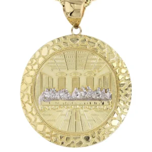 10K Yellow Gold Round Last Supper Necklace | Appx 17.8 Grams