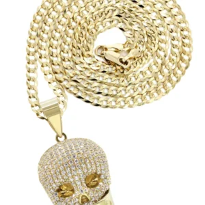 10K Yellow Gold Skull Head Necklace | Appx. 21 Grams