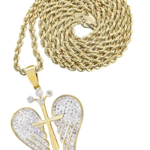 10K Yellow Gold Wings Diamond Necklace | 0.77 Carats