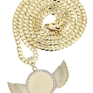 10K Yellow Gold Wings Picture Necklace | Appx. 19.2 Grams