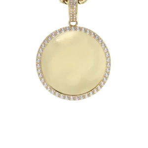 10K Yellow GoldSmall Cz Round Picture Necklace | Appx. 14.9 Grams