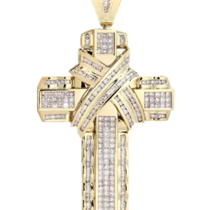 14 Yellow Gold Diamond Cross Necklace | 6.21 Carats