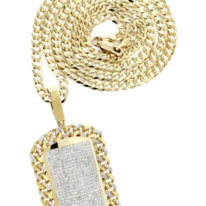 14 Yellow Gold Dog Tag Diamond Necklace | 4.65 Carats
