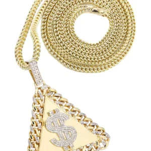 14 Yellow Gold Money Sign Diamond Necklace | 2.4 Carats