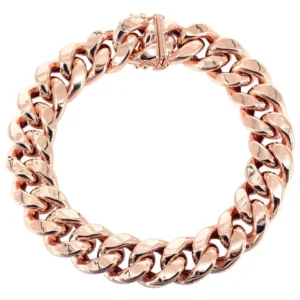 14K Rose Gold Bracelet Hollow Miami Cuban Link