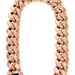 14K Rose Gold Bracelet Hollow Miami Cuban Link