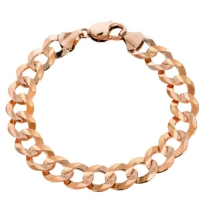 14K Rose Gold Bracelet Solid Cuban Curb Link