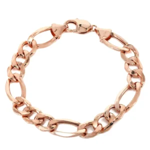 14K Rose Gold Bracelet Solid Figaro