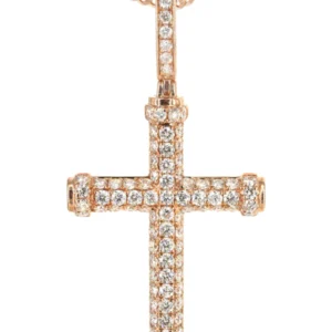 14K Rose Gold Diamond Cross Necklace | 1.28 Carats