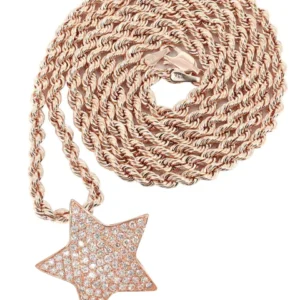 14K Rose Gold Diamond Star Necklace | 1.65 Carats