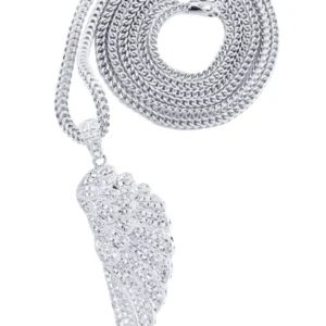 14K White Gold Angel Wing Diamond Necklace | 1.75 Carats