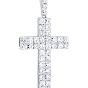 14K White Gold Diamond Cross Necklace | 2.57 Carats