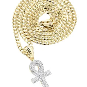 14K Yellow Gold Ankh Diamond Necklace | 0.66 Carats
