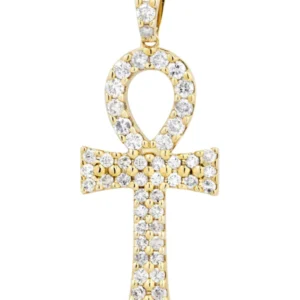 14K Yellow Gold Ankh Diamond Necklace | 1.78 Carats
