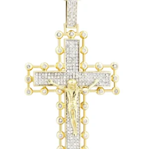 14K Yellow Gold Cross Diamond Necklace | 2.65 Carats